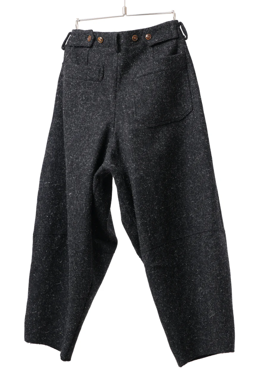 YUTA MATSUOKA wide taper cropped pants / british wool melton including kempi (charcoal gray) - Image 4
