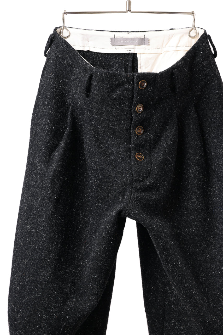 YUTA MATSUOKA wide taper cropped pants / british wool melton including kempi (charcoal gray) - Image 5
