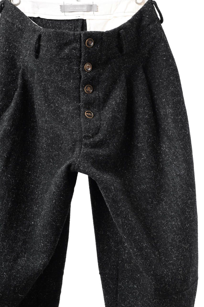 YUTA MATSUOKA wide taper cropped pants / british wool melton including kempi (charcoal gray) - Image 7