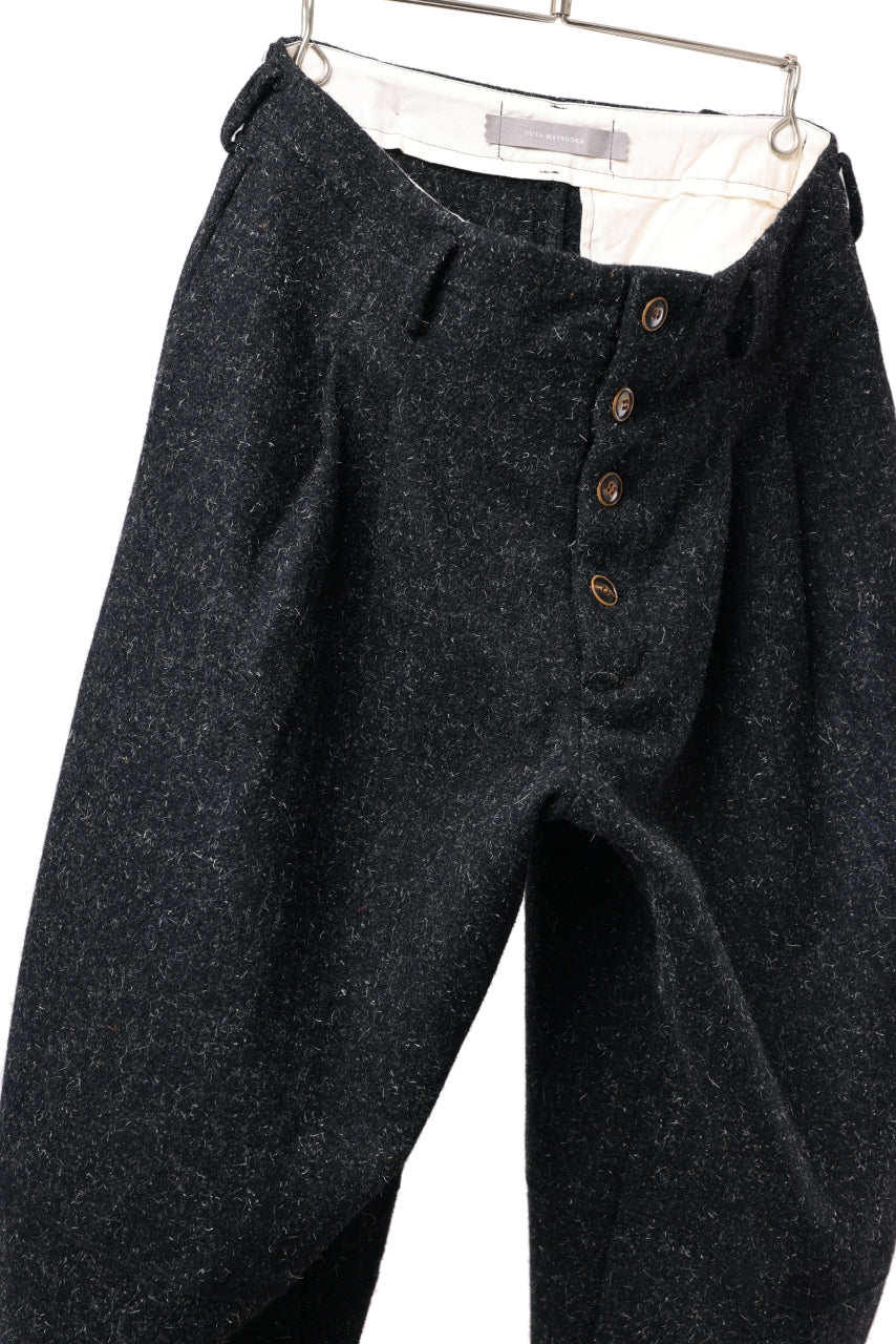 YUTA MATSUOKA wide taper cropped pants / british wool melton including kempi (charcoal gray) - Image 9