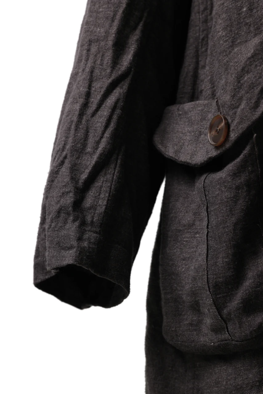 YUTA MATSUOKA work shirt jacket / brushed linen canvas (brown) - Image 10