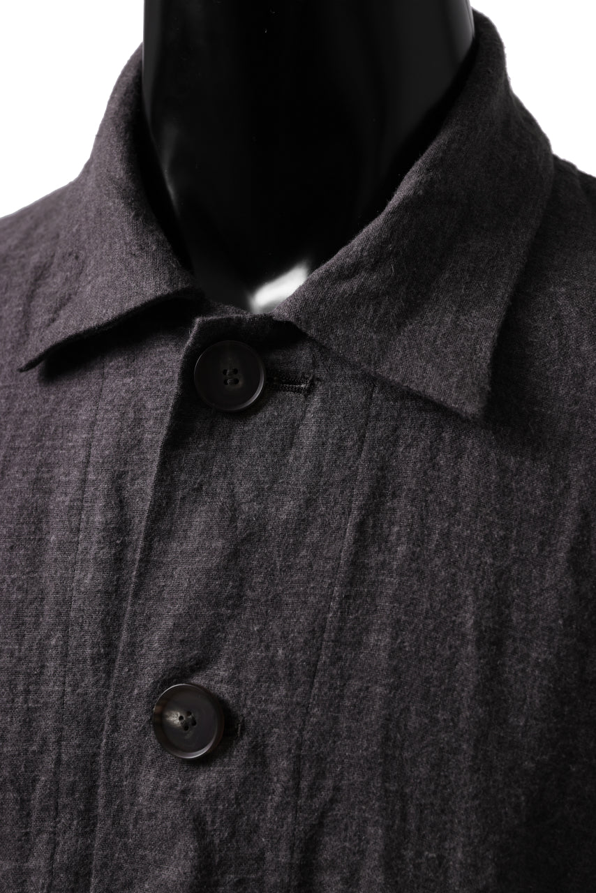 YUTA MATSUOKA work shirt jacket / brushed linen canvas (brown) - Image 11