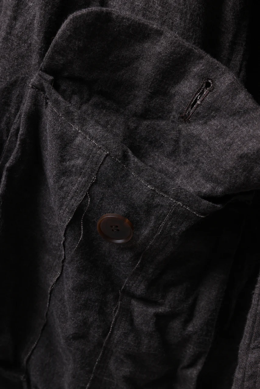 YUTA MATSUOKA work shirt jacket / brushed linen canvas (brown) - Image 15