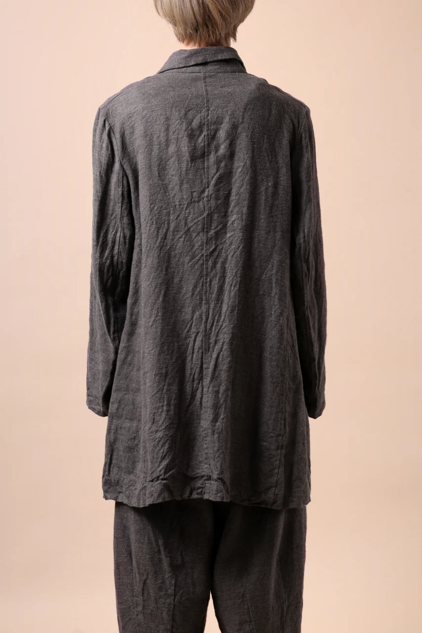 YUTA MATSUOKA work shirt jacket / brushed linen canvas (brown) - Image 26
