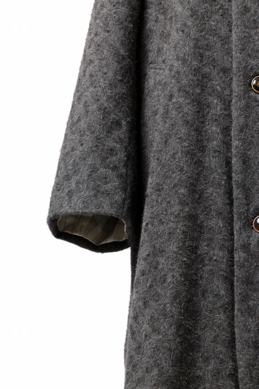 YUTA MATSUOKA wrap hooded coat / quill texture wool (dark gray) - Image 11