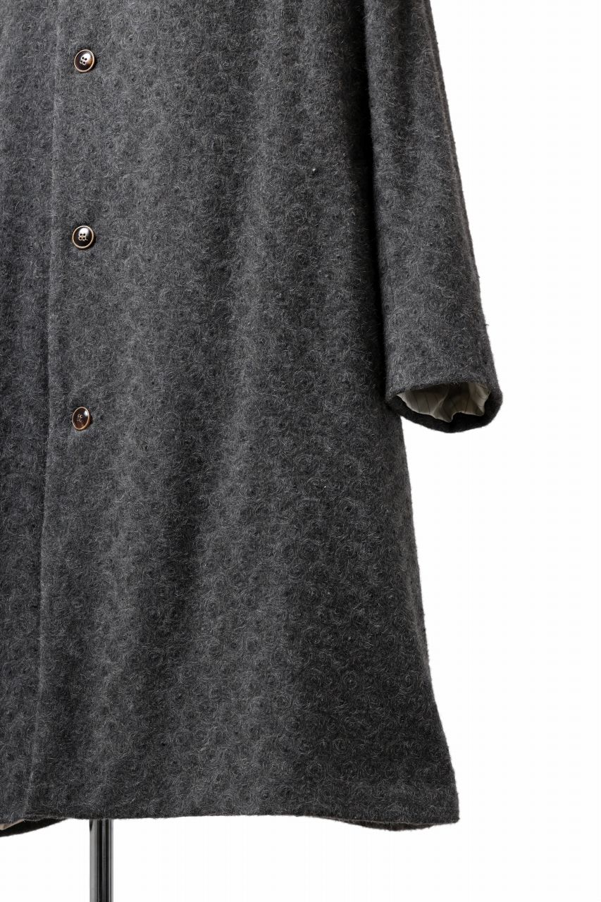 YUTA MATSUOKA wrap hooded coat / quill texture wool (dark gray) - Image 12