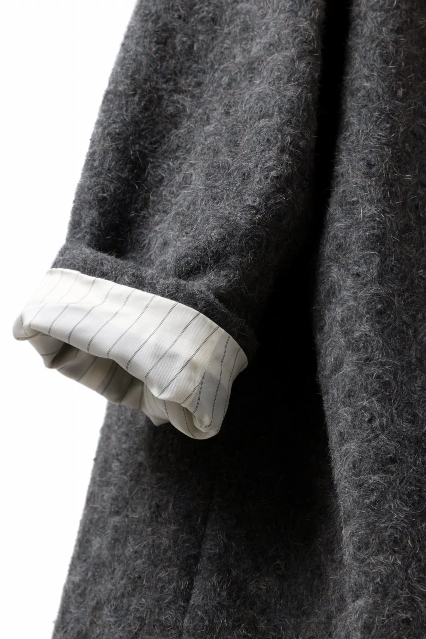 YUTA MATSUOKA wrap hooded coat / quill texture wool (dark gray) - Image 17