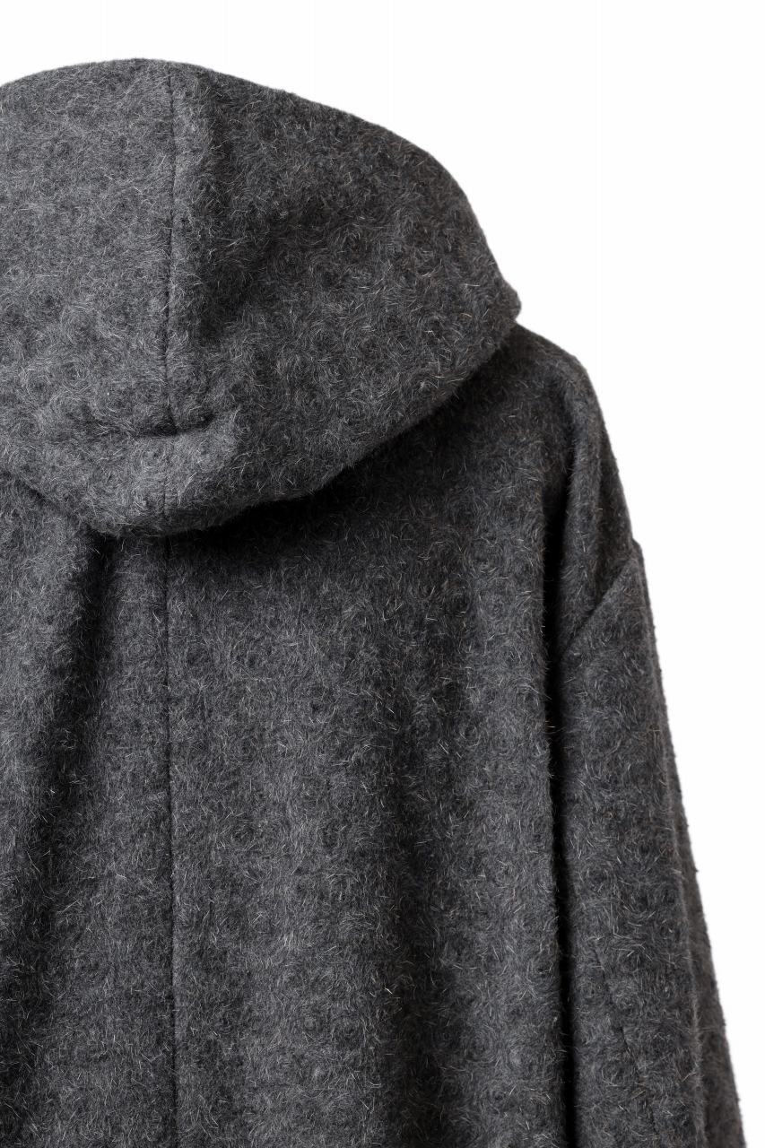 YUTA MATSUOKA wrap hooded coat / quill texture wool (dark gray) - Image 18