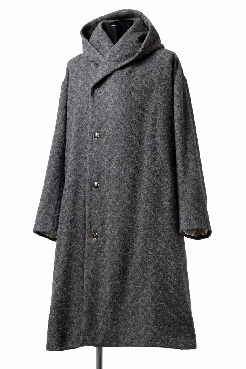 YUTA MATSUOKA wrap hooded coat / quill texture wool (dark gray) - Image 2