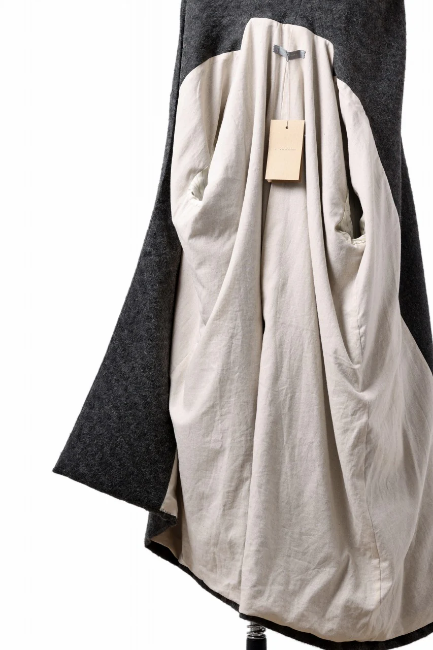YUTA MATSUOKA wrap hooded coat / quill texture wool (dark gray) - Image 20